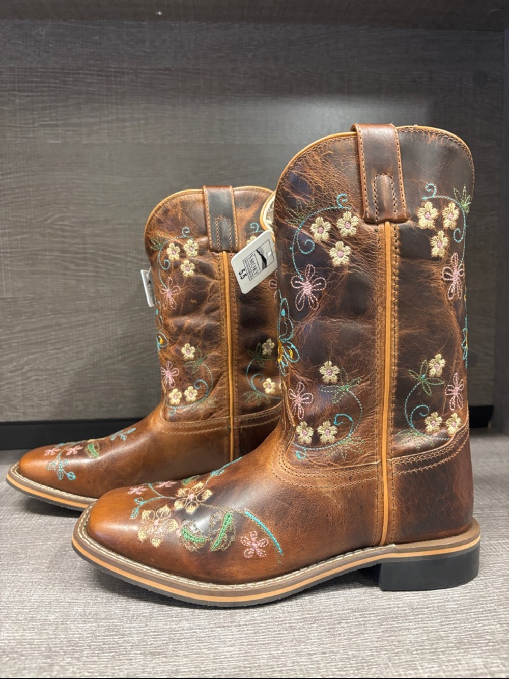 Youth Smoky Mountain Floralie Western/Cowboy Boots (Brown) - Size 5.5
